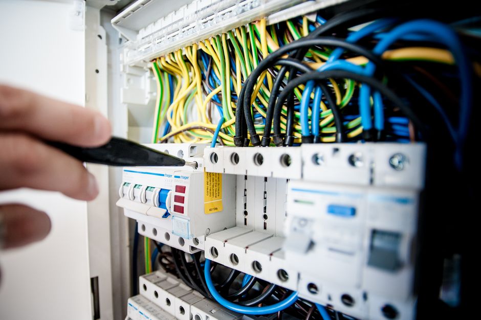 An electrical panel before the upgrade